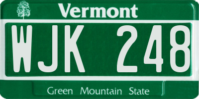 VT license plate WJK248