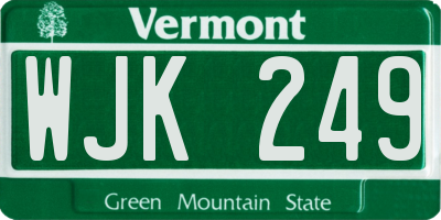 VT license plate WJK249
