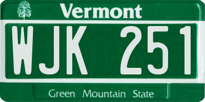 VT license plate WJK251