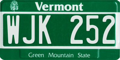 VT license plate WJK252