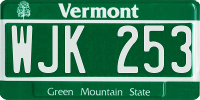 VT license plate WJK253
