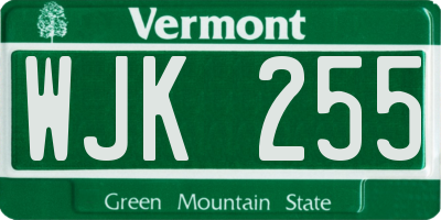 VT license plate WJK255