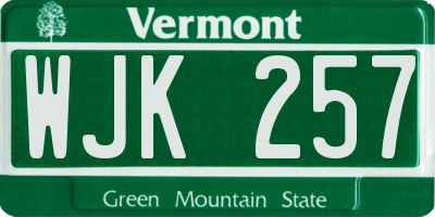VT license plate WJK257