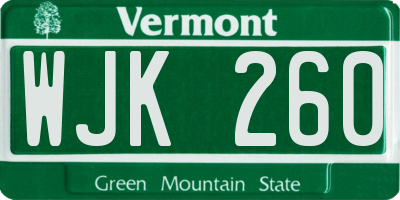 VT license plate WJK260