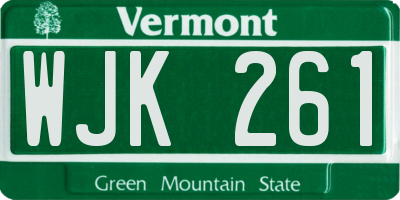 VT license plate WJK261