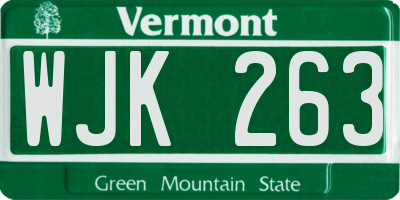 VT license plate WJK263