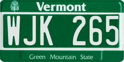 VT license plate WJK265