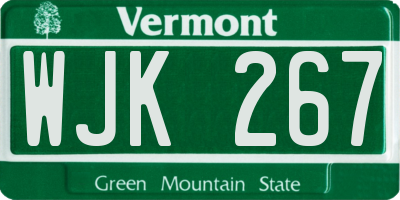 VT license plate WJK267