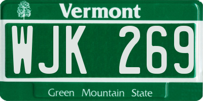 VT license plate WJK269