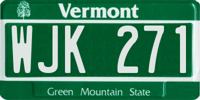 VT license plate WJK271