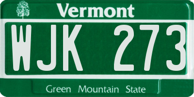 VT license plate WJK273