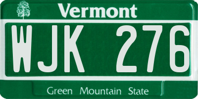 VT license plate WJK276