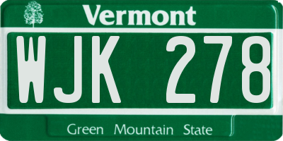 VT license plate WJK278