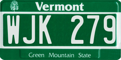 VT license plate WJK279