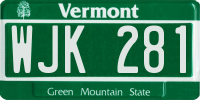 VT license plate WJK281