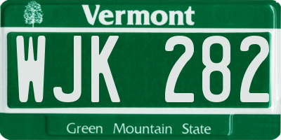 VT license plate WJK282