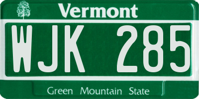 VT license plate WJK285