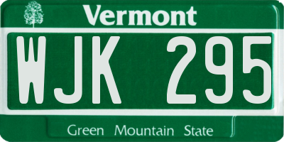 VT license plate WJK295