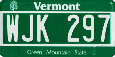 VT license plate WJK297