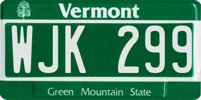 VT license plate WJK299