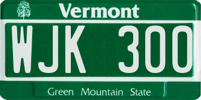 VT license plate WJK300
