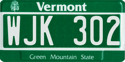 VT license plate WJK302