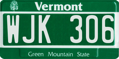 VT license plate WJK306