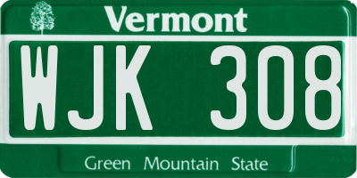 VT license plate WJK308