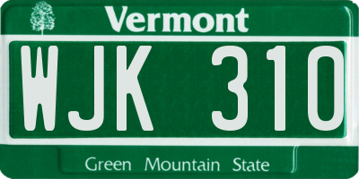 VT license plate WJK310
