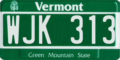 VT license plate WJK313