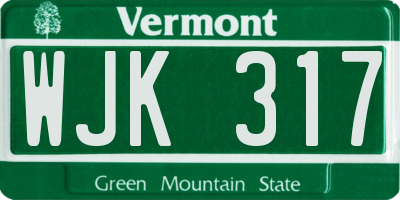 VT license plate WJK317