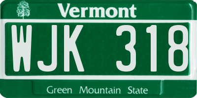 VT license plate WJK318