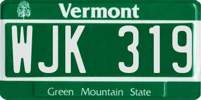 VT license plate WJK319