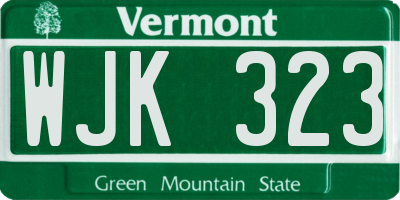 VT license plate WJK323