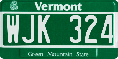 VT license plate WJK324