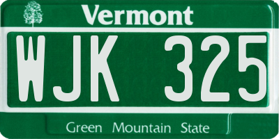 VT license plate WJK325