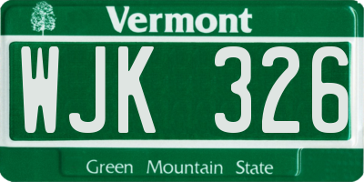 VT license plate WJK326