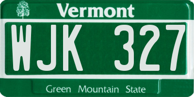 VT license plate WJK327