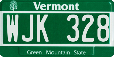 VT license plate WJK328