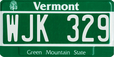 VT license plate WJK329