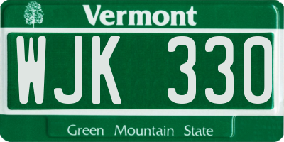 VT license plate WJK330