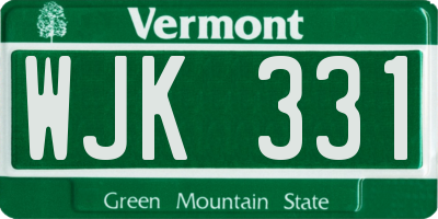 VT license plate WJK331