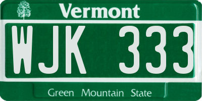 VT license plate WJK333