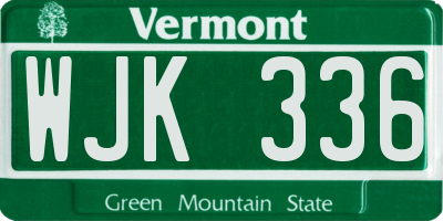 VT license plate WJK336
