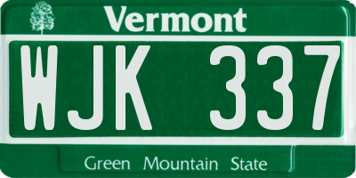 VT license plate WJK337