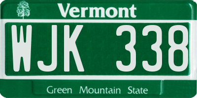 VT license plate WJK338