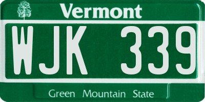VT license plate WJK339