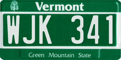VT license plate WJK341