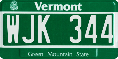 VT license plate WJK344