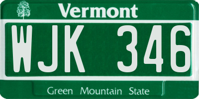 VT license plate WJK346